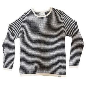 Only & Sons Black & White Stripe Knit Sweater Crew Neck Mens Large Casual
